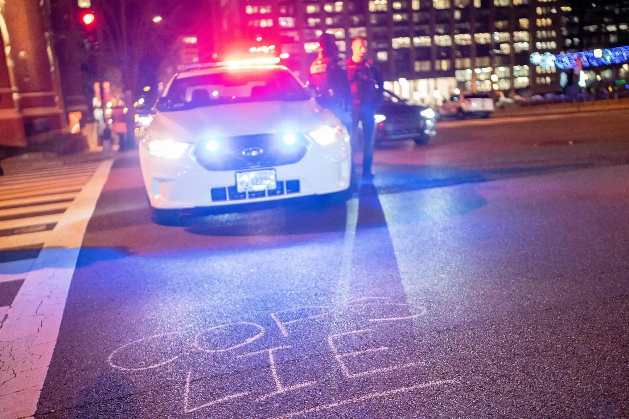 cops lie written street pavement